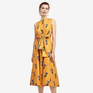 Ann Taylor petite pineapple belted pocketed dress